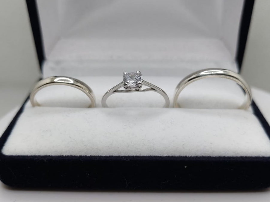 Alianzas Plata  925  con Cintillo y Grabado de Obsequio 3 milimetros bombe