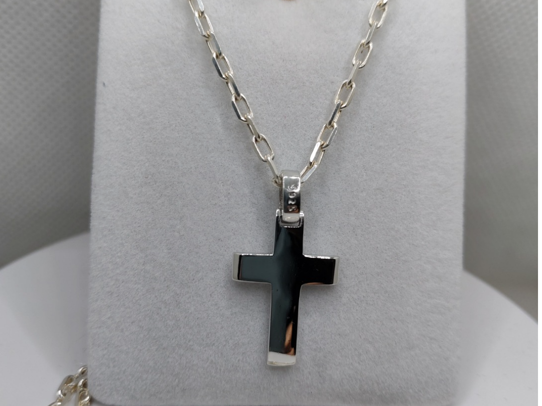 Cadena con cruz en plata #4 hombre