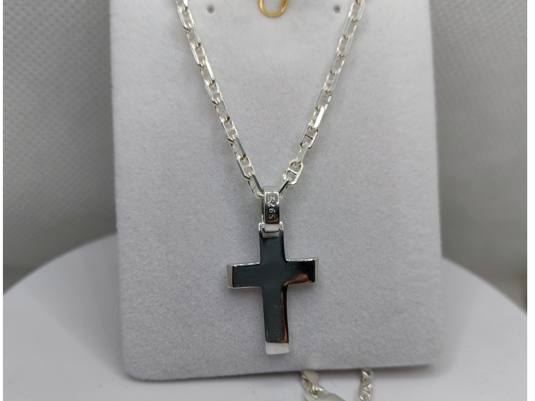 cadena y cruz Plata #3  Hombre