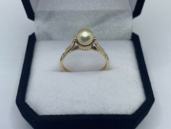 Anillo Cintillo Perla Española Oro 9k