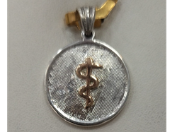 MEDALLA Medicina PLATA 925 CON LOGO BACULO ESCULAPIO
