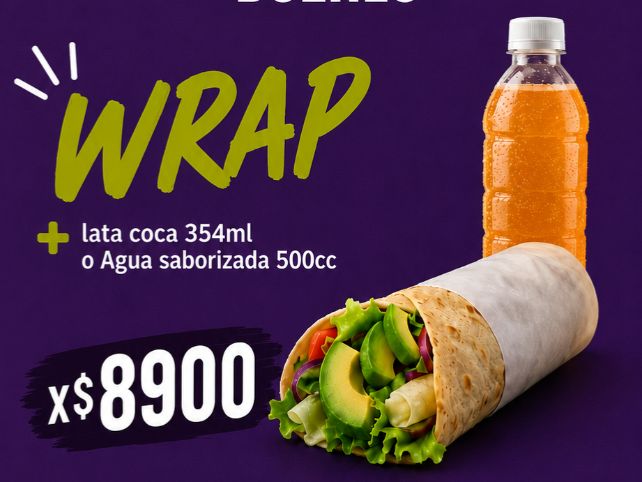 Wrap + Lata Coca o Agua Saborizada