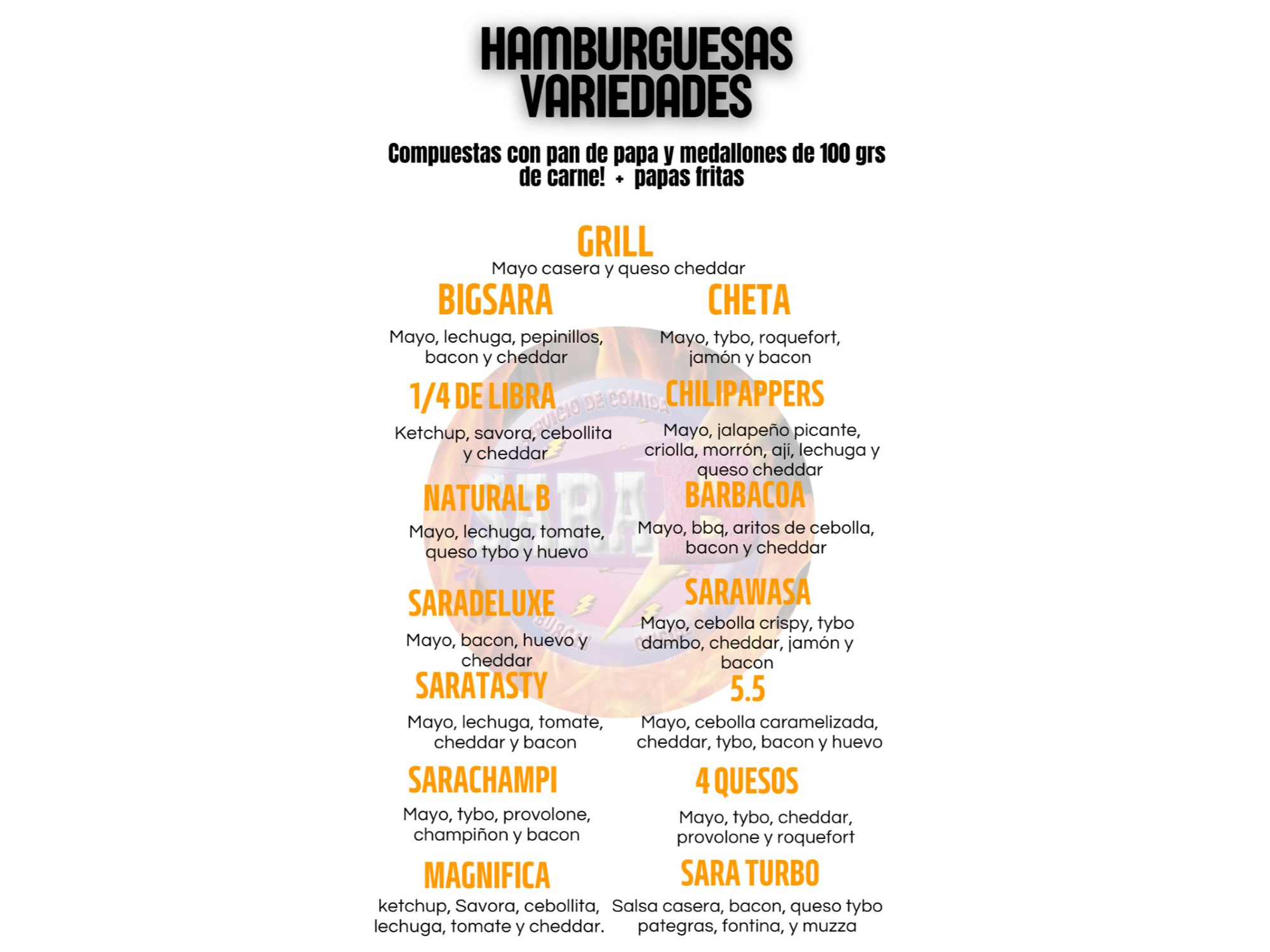 4burgers VARIEDADES A ELECCION + papas fritas