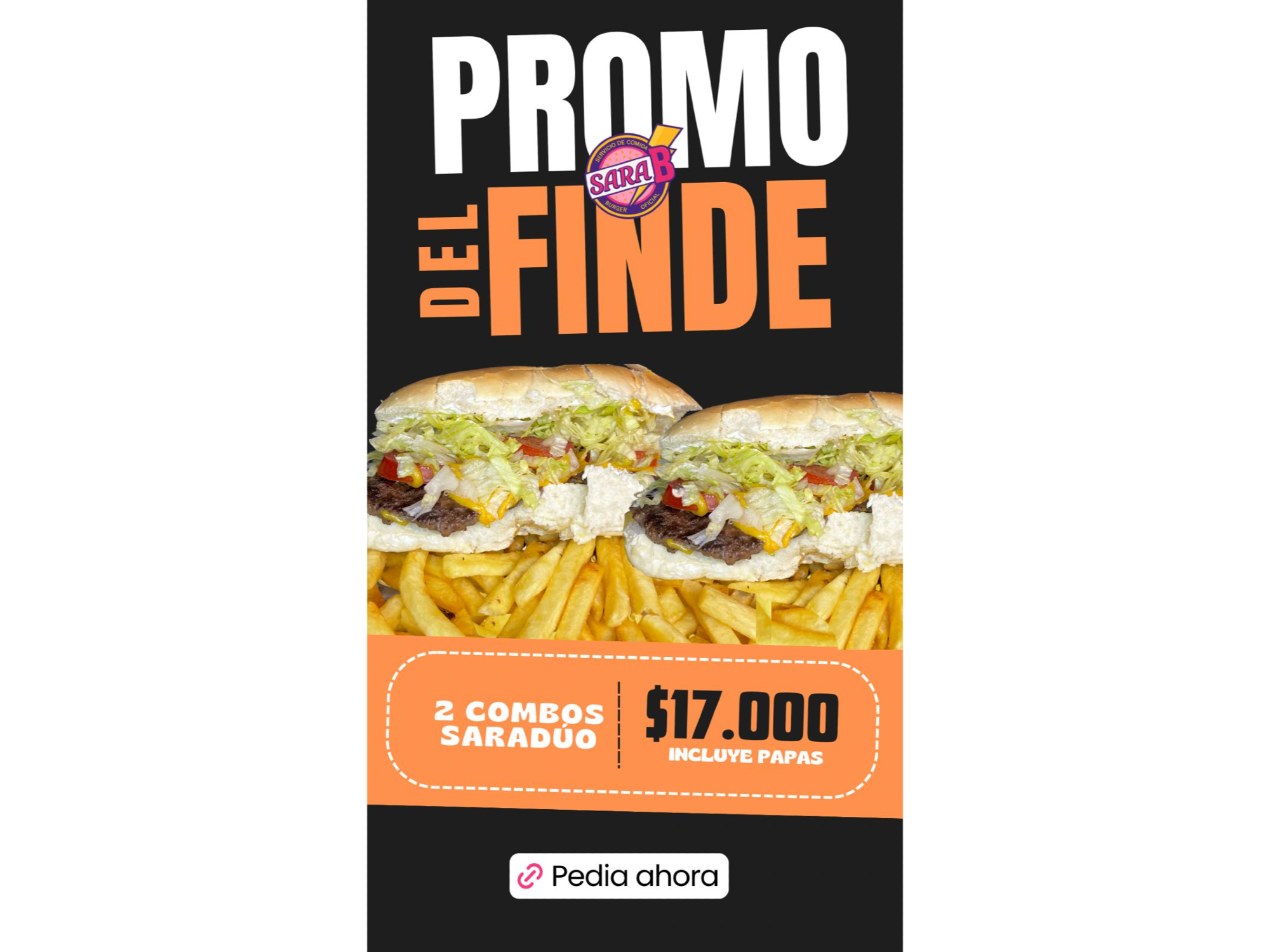 4 hamburlomo (saraduos) + papas fritas