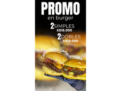 2 HAMBURGUESAS variedades a eleccion + papas fritas