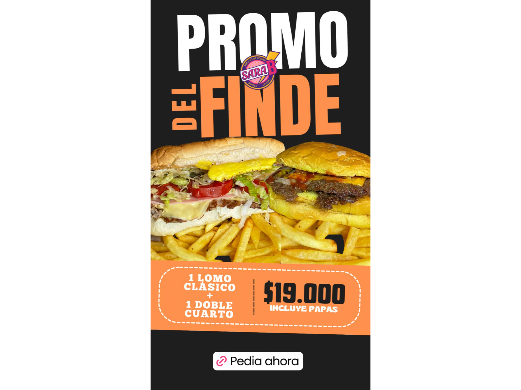 LOMO CLÁSICO + burgers Doble cuarto de libra + papas fritas