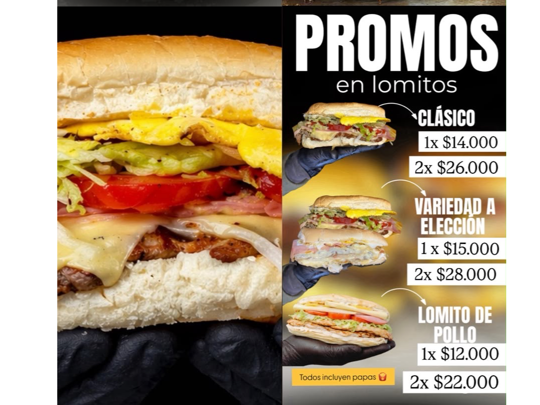 2LOMOS VARIEDAD A ELCCION MAS PAPAS FRITAS