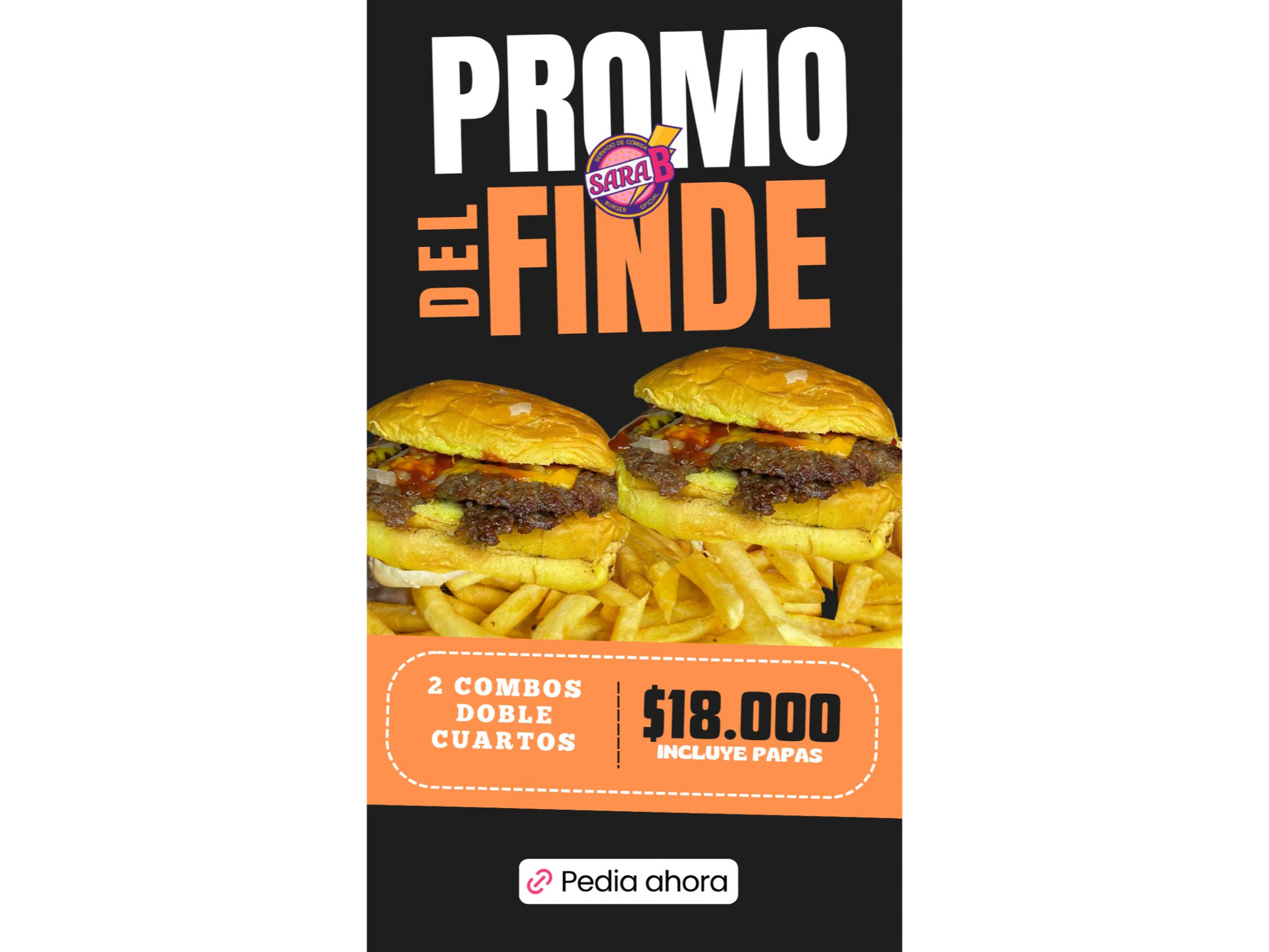 4 BURGERS DOBLE CUARTO DE LIBRA + Papas fritas