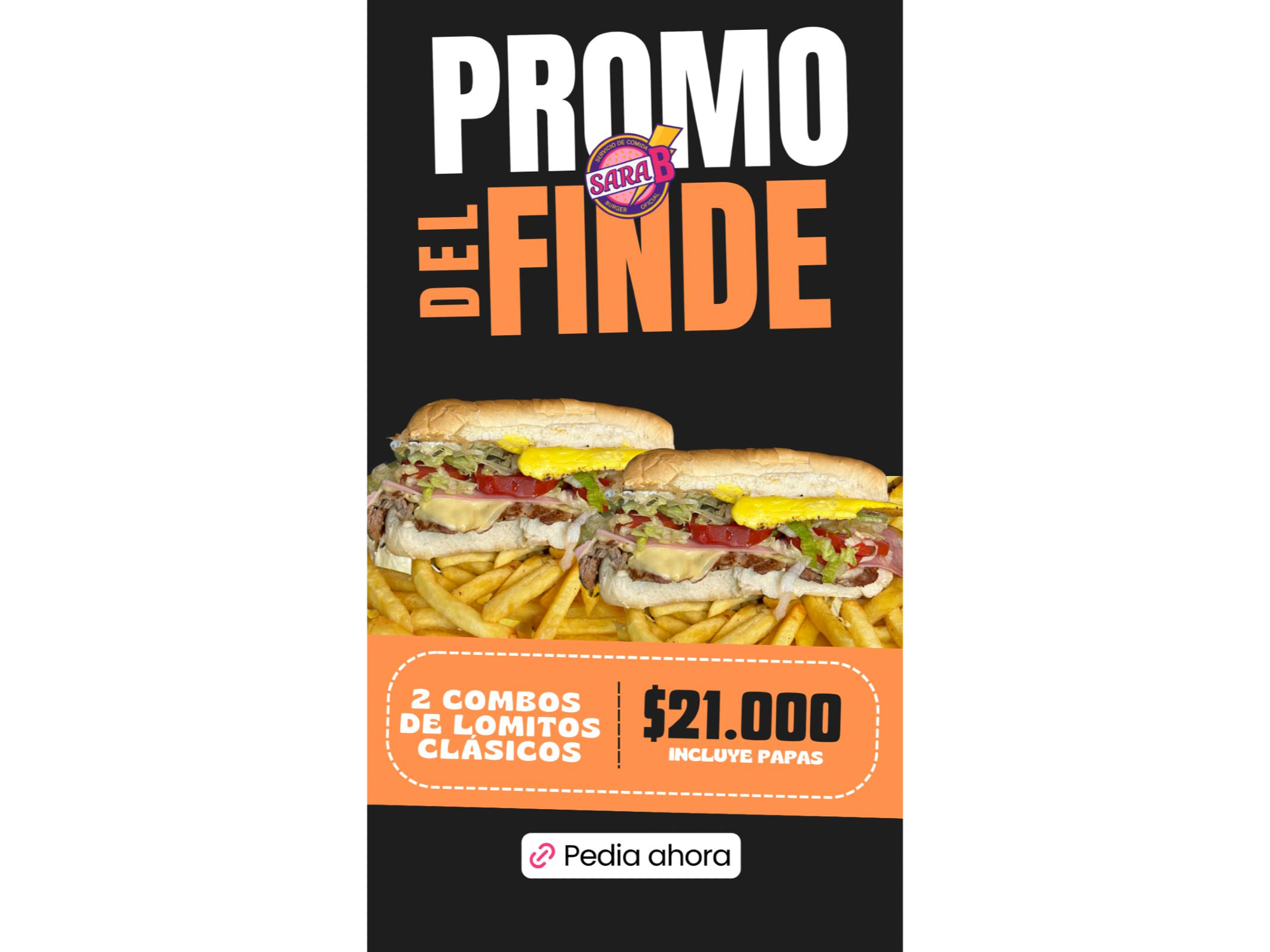 4 LOMOS COMPLETOS + papas fritas