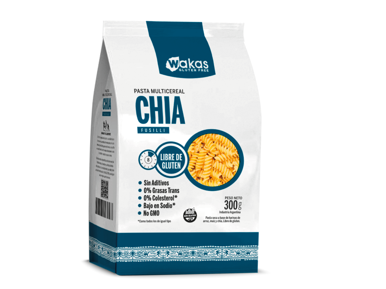 Pasta Multicereal con Chia - FUSILLI "WAKAS" - 300 Grs.