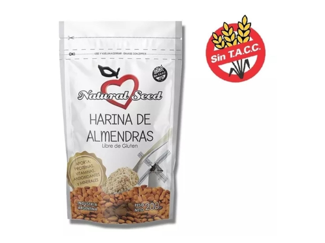 Harina de Almendras "Natural Seed" - 200 Grs con ziper y doypack.