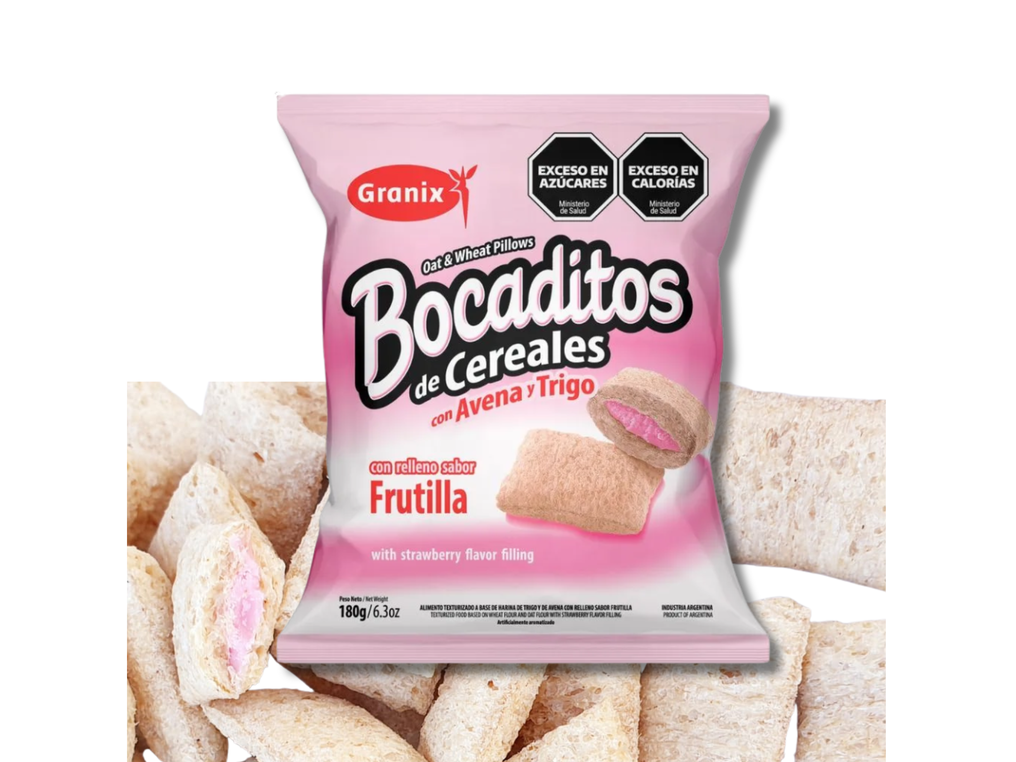 Almohaditas de cereal con relleno de Frutilla "Granix"