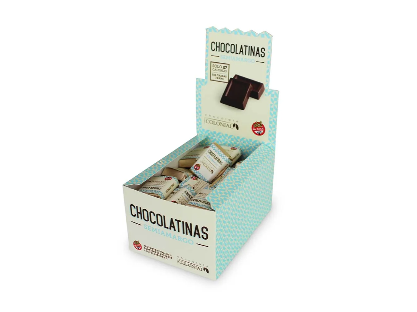 Chocolatinas "Colonial" Semiamargo - caja de 50 un. de 5 Grs.