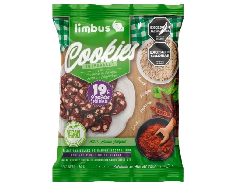 Cookies Integrales proteica, Harina de Algarroba y Cacao - Vegana - 150g - Limbus