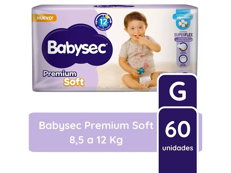 BABYSEC PREMIUM SOFT TALLE G x 60 U.