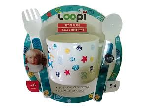 PLATO CUCHARA TENEDOR MARCA LOOPI