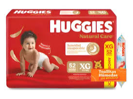 HUGGIES NATURAL CARE XG x52 + TOALLITAS 4en1 x 48 PAÑOS