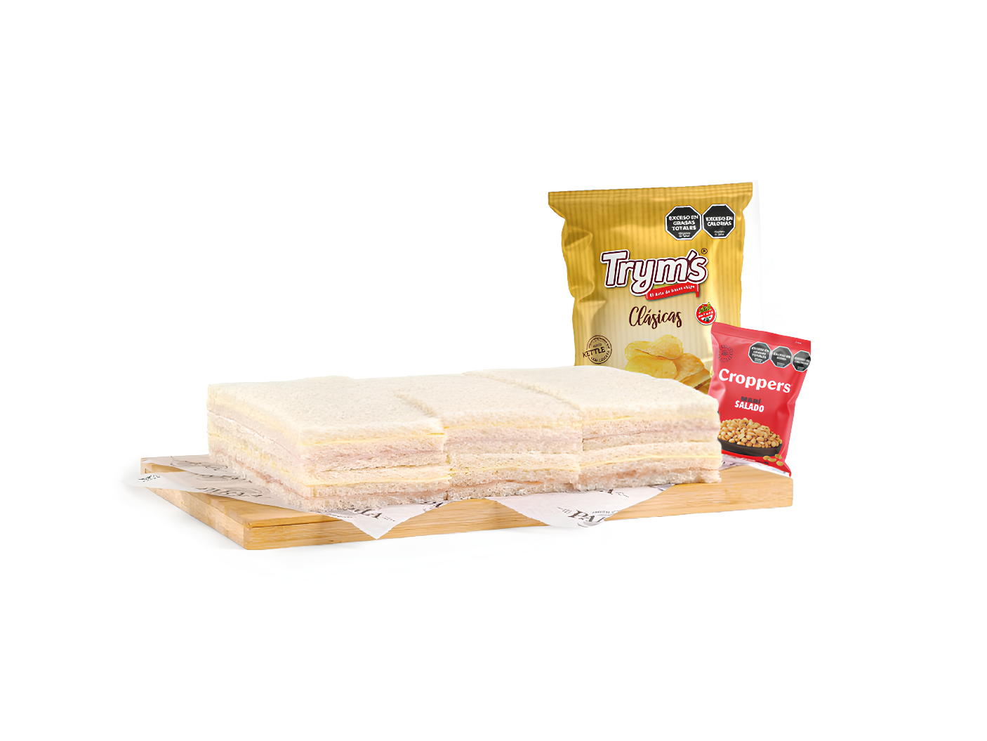 Media docena de Jamón y Queso + Snack Trym's y Mani 105gr