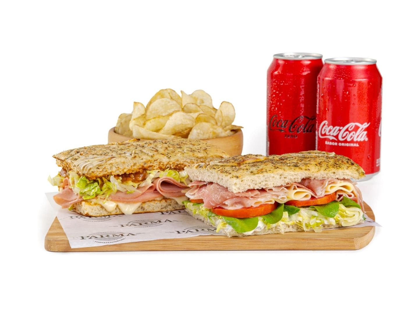 2 Focaccias + 2 Bebidas + Snack Trym´s