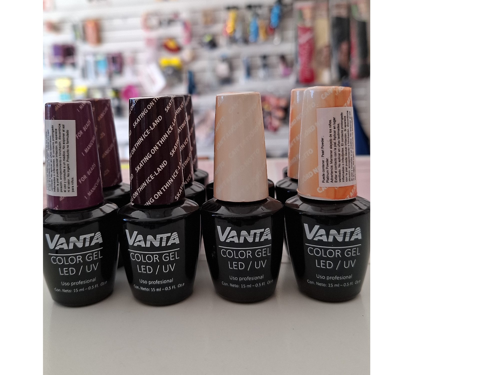 Esmaltes vanta (colores en la imagen)