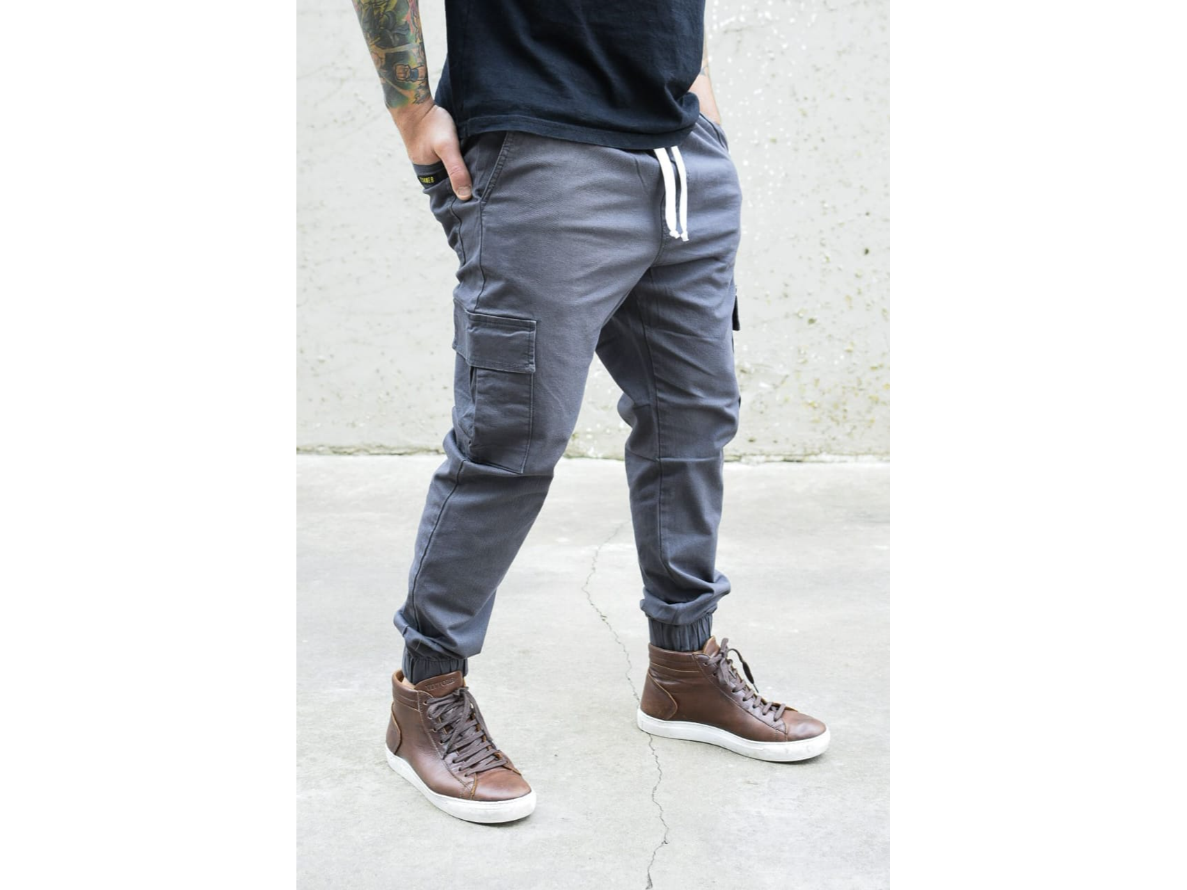 Pantalon Jogger Cargo Zima Gris