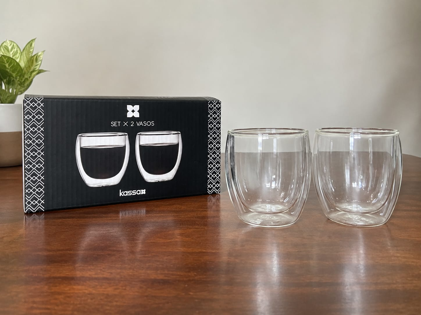SET x 2 VASOS DOBLE VIDRIO ESPRESSO 200 CC