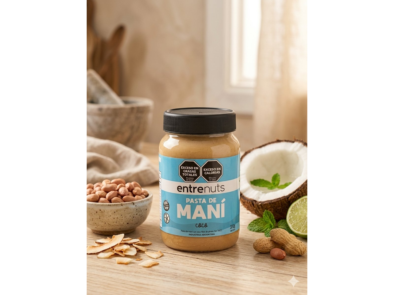 Pasta De Mani Sin Azucar Coco x370Gr - (Entre Nuts)