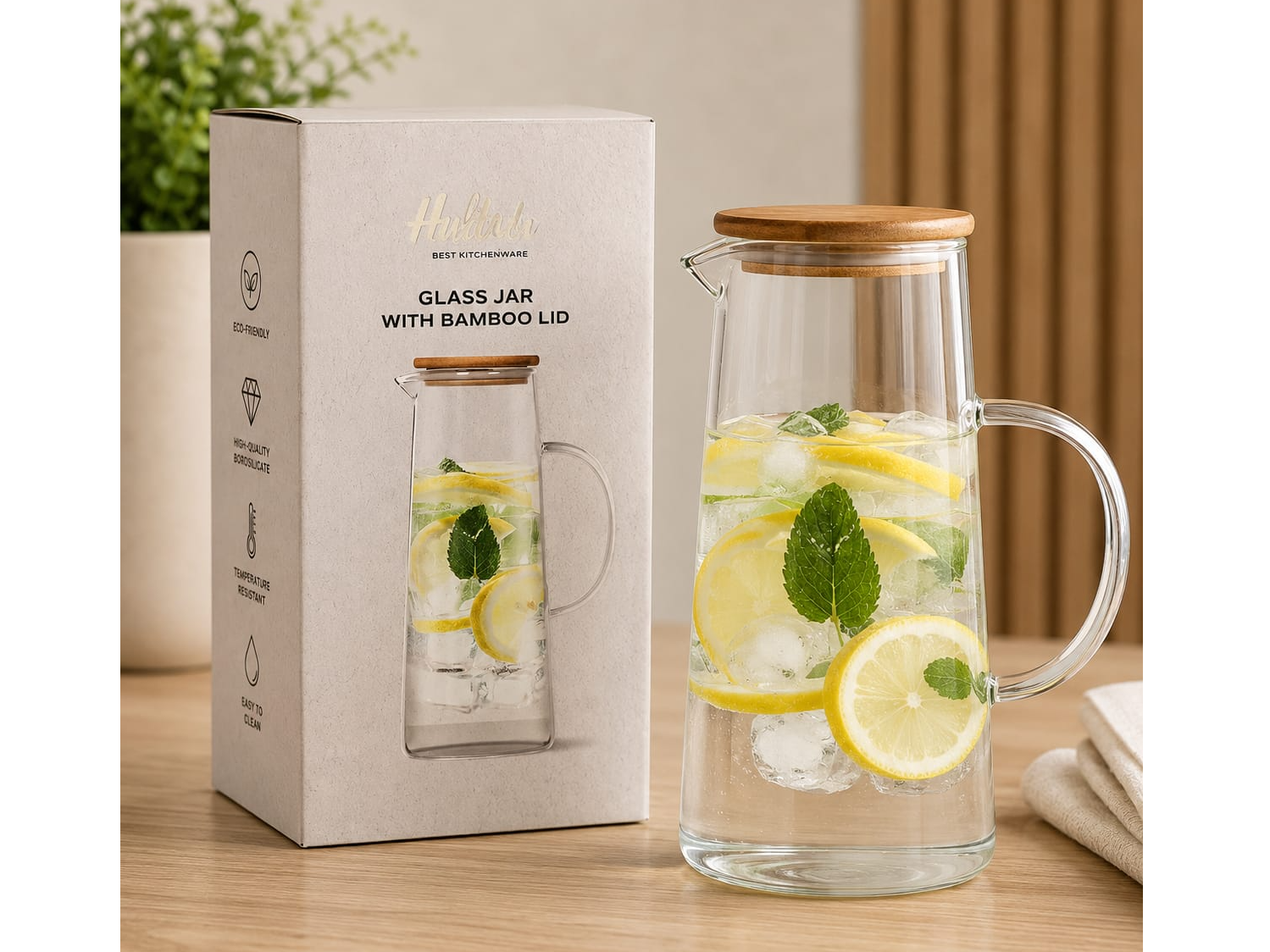 JARRA VIDRIO BOROSILICATO CON TAPA 1470ML