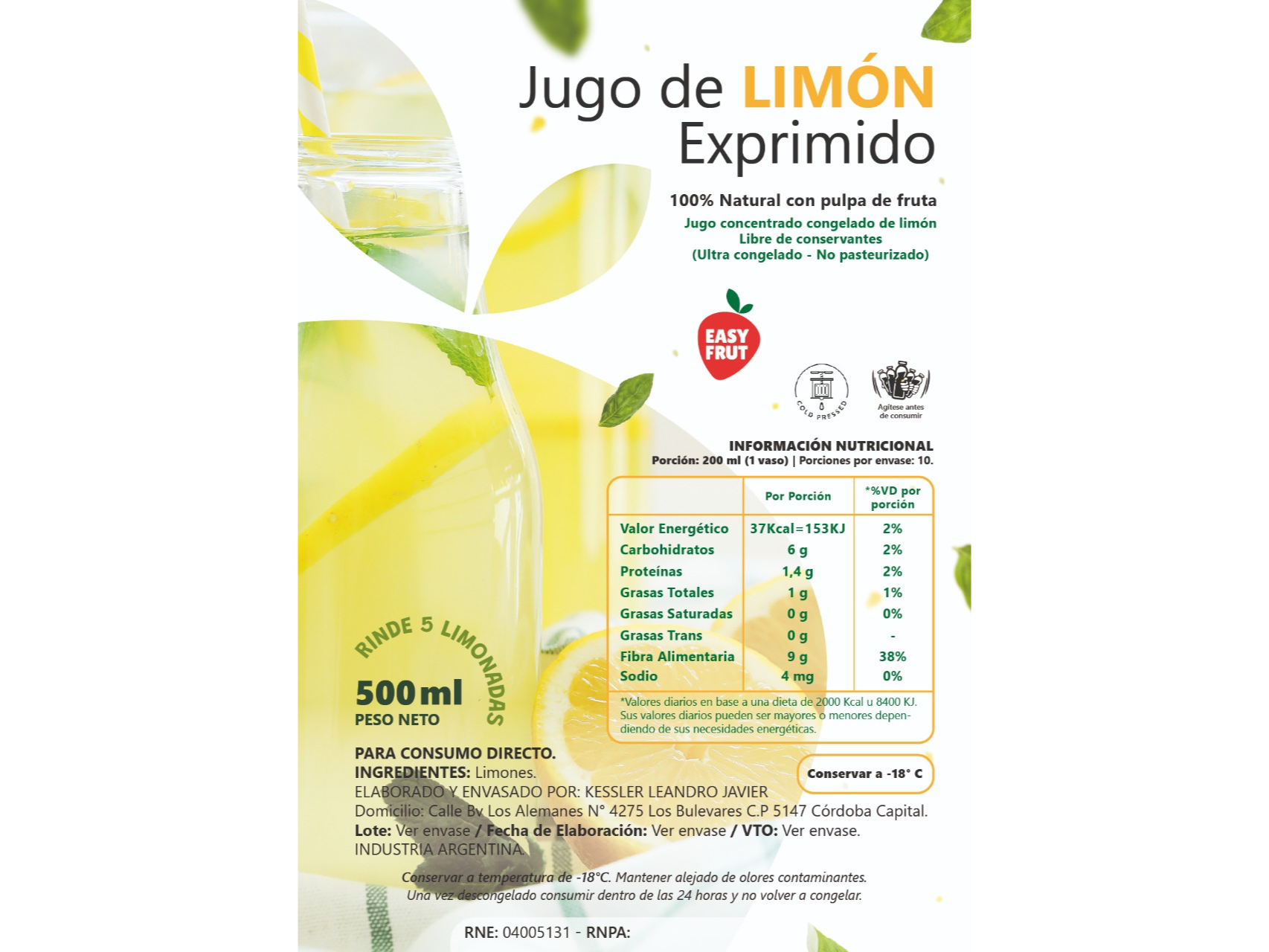 JUGO DE LIMON NATURAL X 2 LT