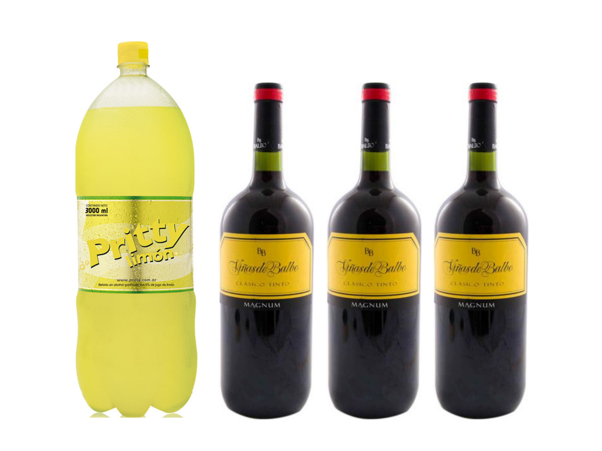3 Viña Balbo + 1 Pritty 2.25lt