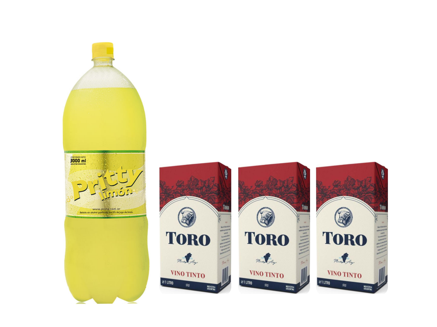 3 Toros Tintos + 1 Pritty 2.25lt