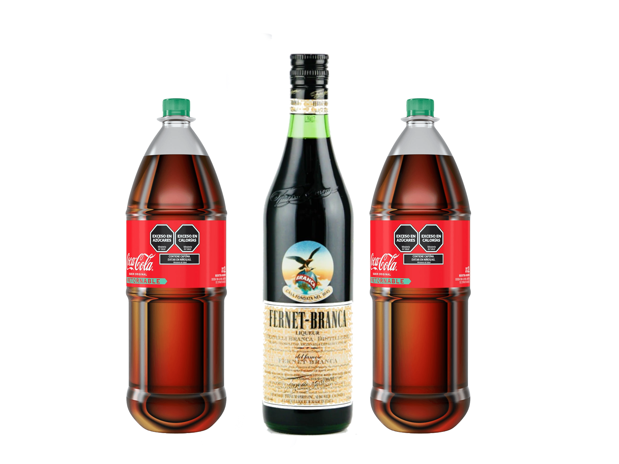 1 Fernet Branca 750ml + 2 Coca Cola retornable 2lt