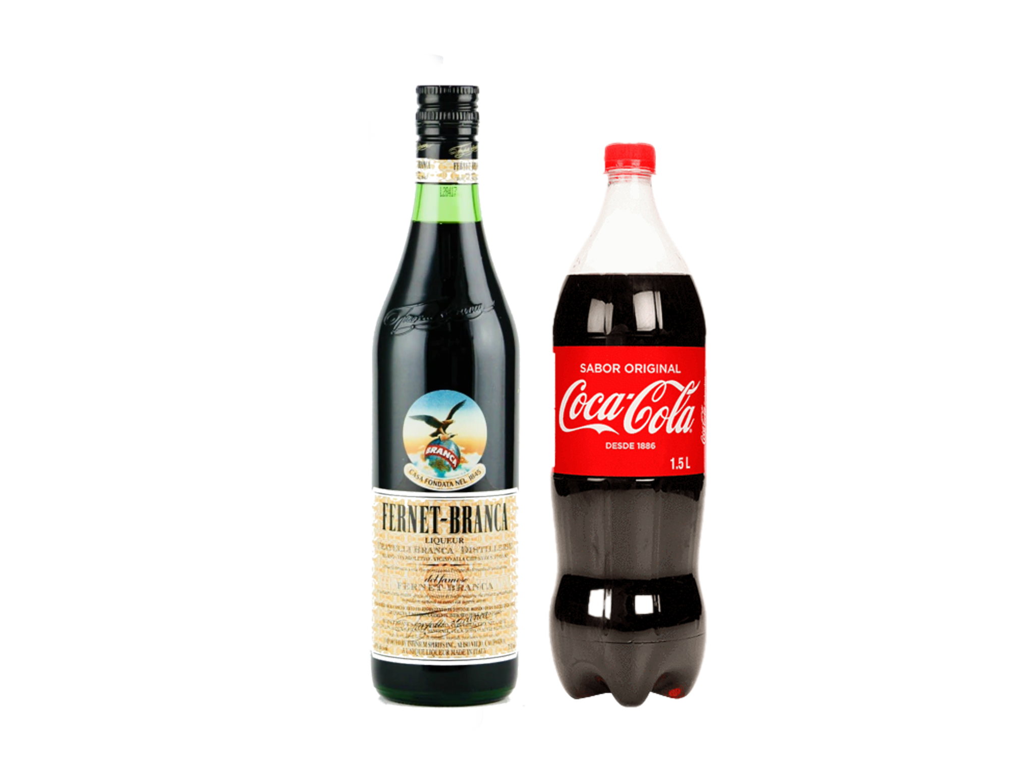 1 Fernet Branca 750ml + 1 Coca Cola descartable 1.5lt