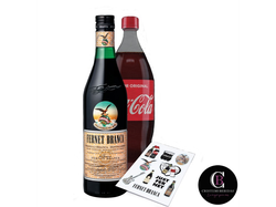 Fernet Branca 750ml + Coca Cola 1,5lt + Stickers de regalo
