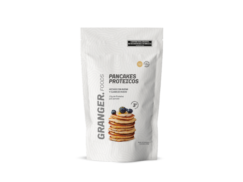 premezcla Granger para panqueques proteicos sabor vainilla o chocolate