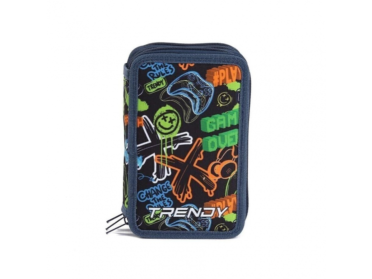 Cartuchera Escolar Trendy con Utiles Gamer 2 pisos