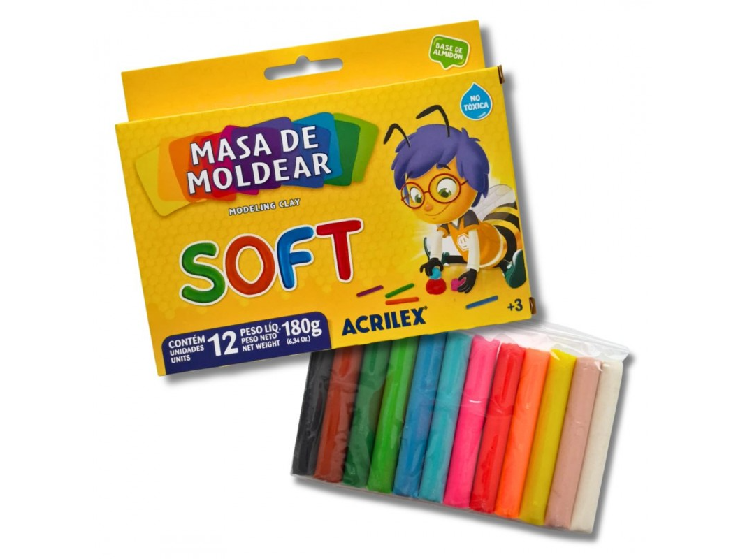Acrilex Plastilina Soft 180gr X 12 Col.