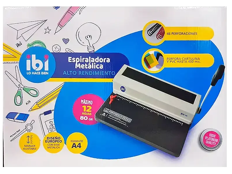ESPIRALADORA ESPIRAL PVC A4 12HJS IBI