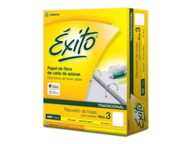 Repuesto 480 Hojas Exito Numero 3 Rayado