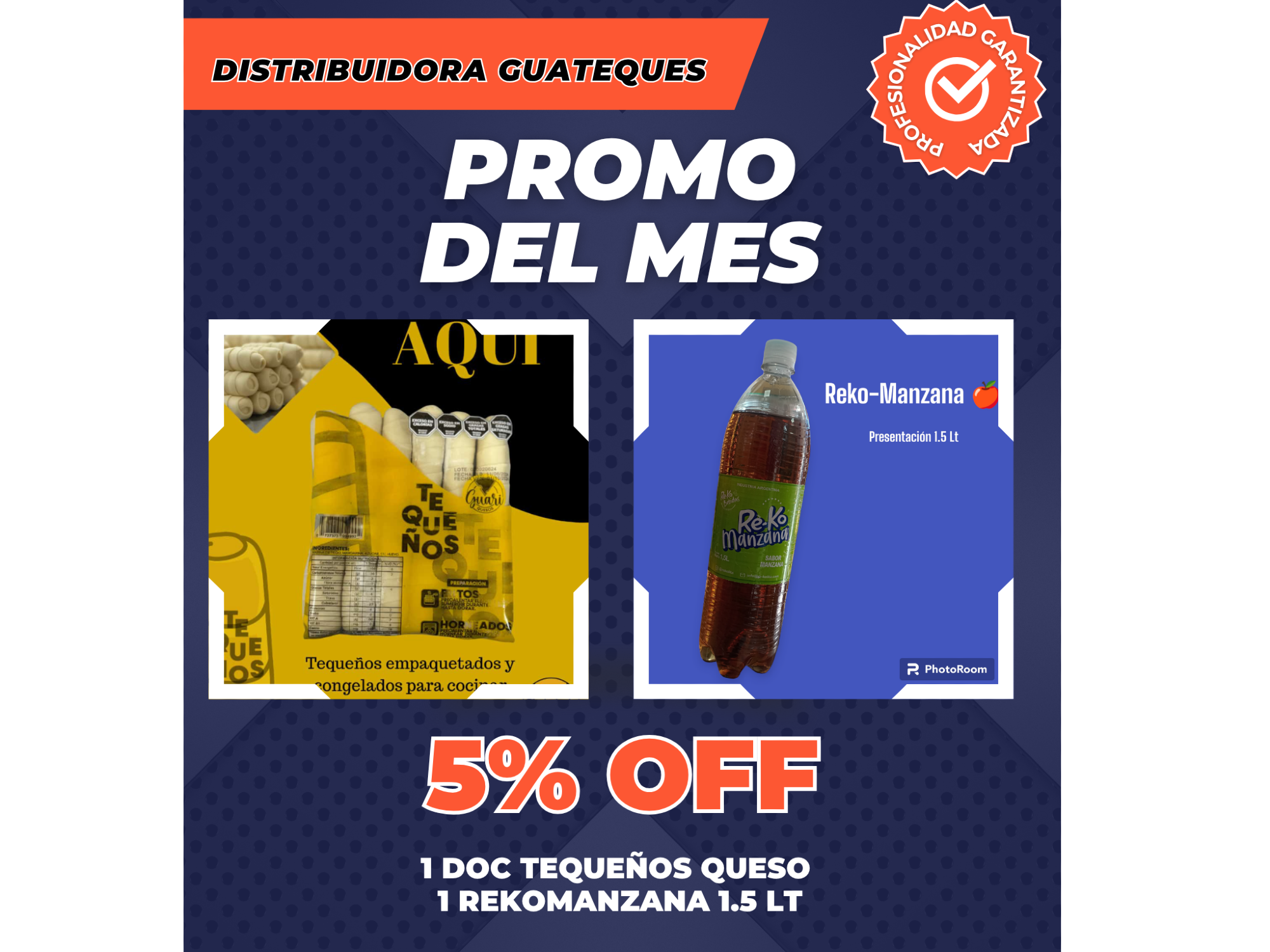 Promo 1 Docena Tequeño Guariqueso+ 1 RekoManzana Roja 1.5 Lt