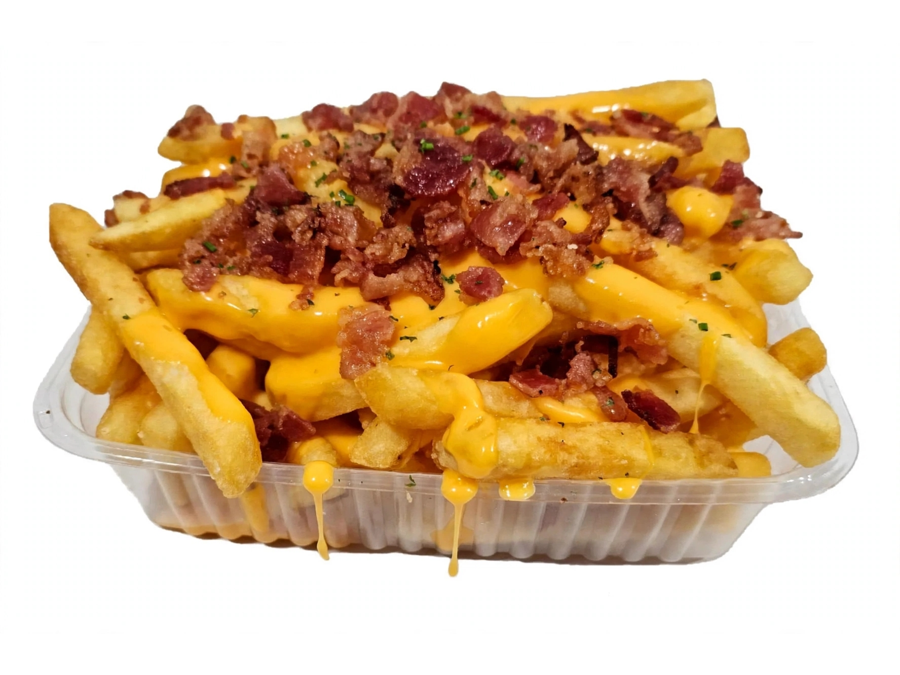 Papas Fritas con Cheddar y Bacon