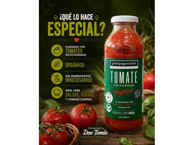 TOMATE TRITURADO ORGANICO SIN TACC 500 GRS.PAMPA GOURMET