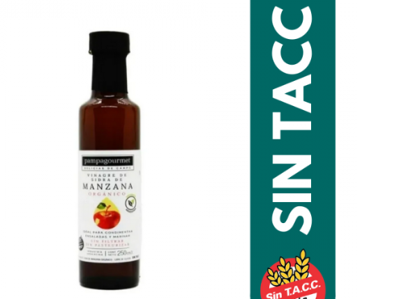 VINAGRE DE MANZANA ORGANICO PAMPA GOURMET SIN TACC x 250 ML