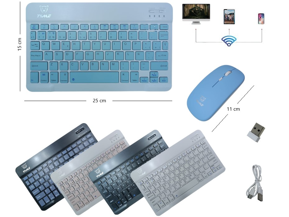 MOUSE Y TECLADO BLUETOOCH TYME MINI RECARGABLE