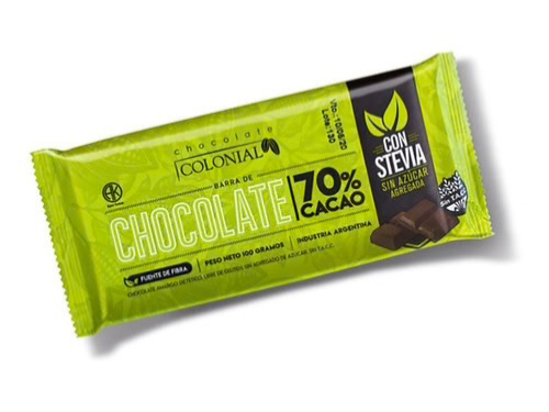CHOCOLATE COLONIAL 70% CON STEVIA