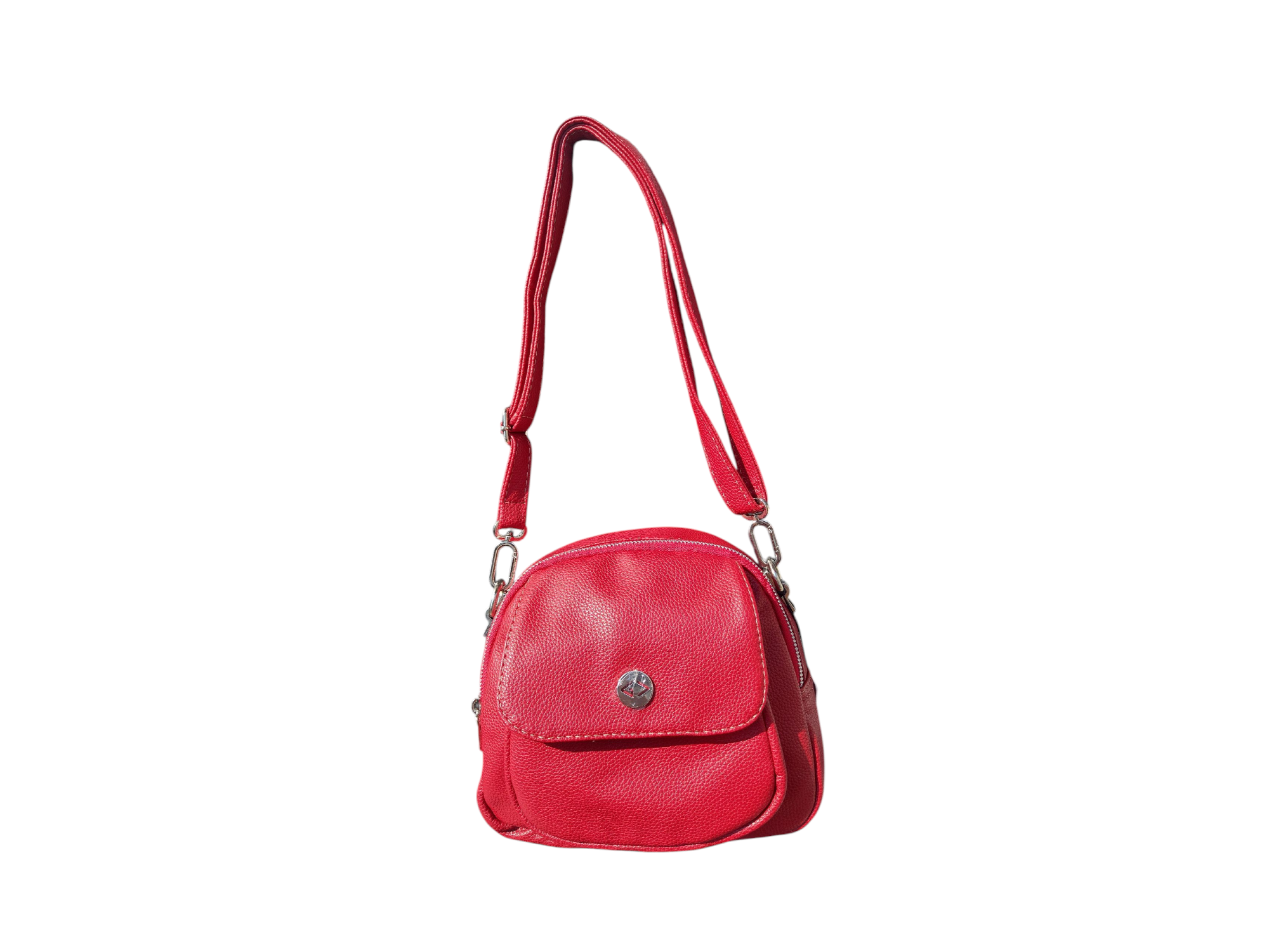 Bandolera Semicircular Bolsillo Y Tapa Color Rojo. Art 1956