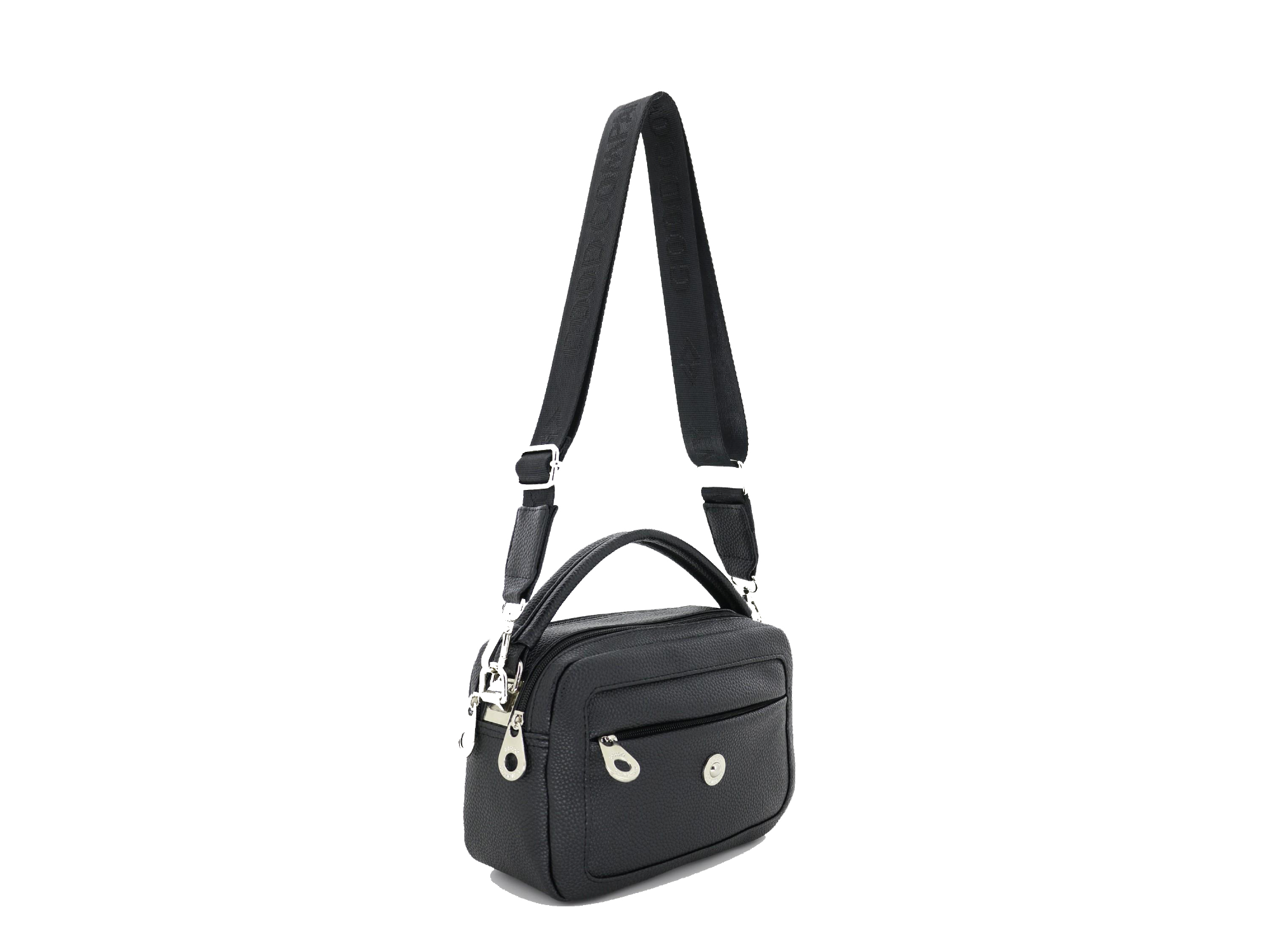 Bandolera Con Dos Divisiones. Color Negro. Cierre Metalizado. Art 2415