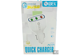Cargador triple usb auto 12v