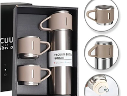 SET DE TERMO CON TAZAS PLATEADO