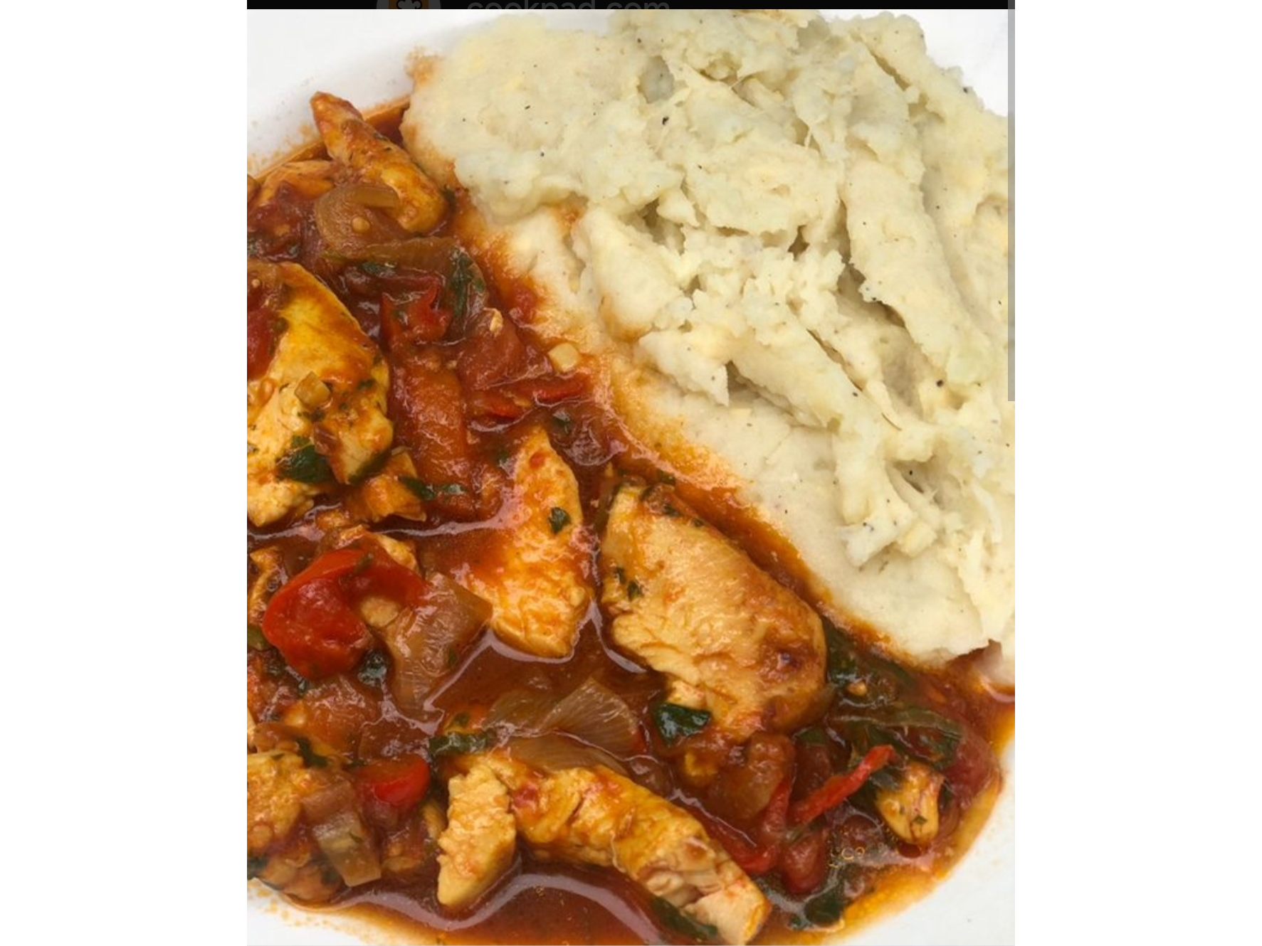 Jueves 16. Pollo a la portuguesa con Puré de papas